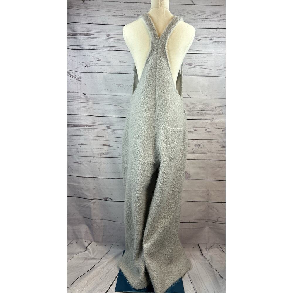 Halara Teddy Fuzzy Overalls Women M Light Gray Plush Wide Leg Romper Jumpsuit - Picture 3 of 4